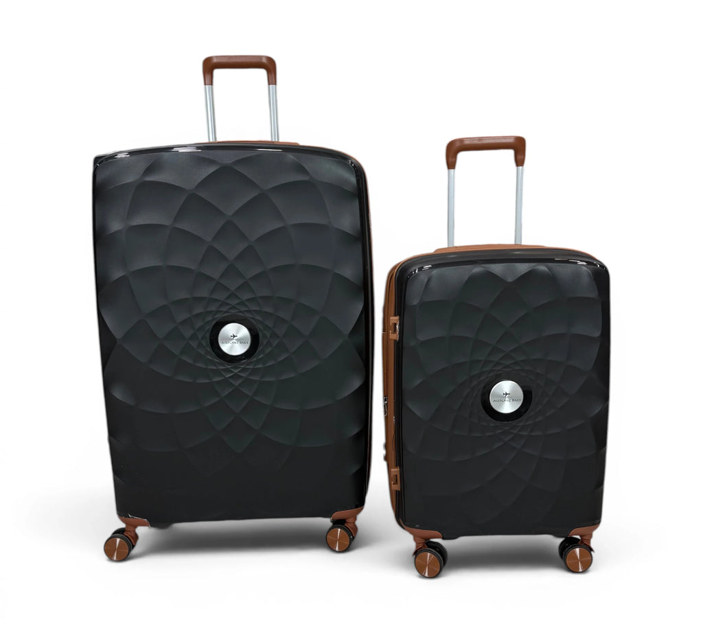 Airplane Premium Travel , Set 3 Bags ( Black*Brown ) 22 , 26, 30 inch
