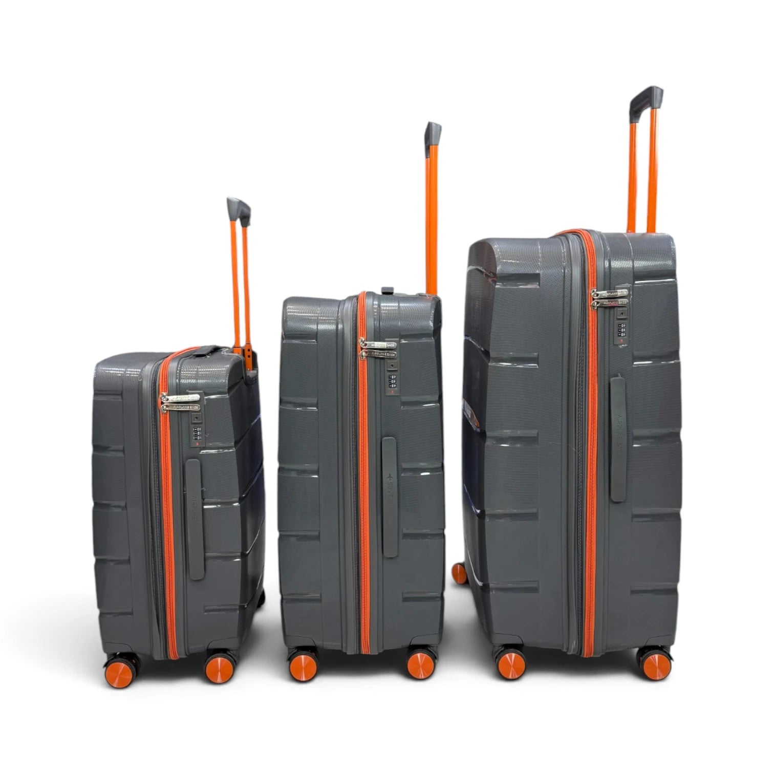 Airplane Elite Travel Bags – 3 Bags Set ( Gray * Orange ) 24 , 28 , 32 inch