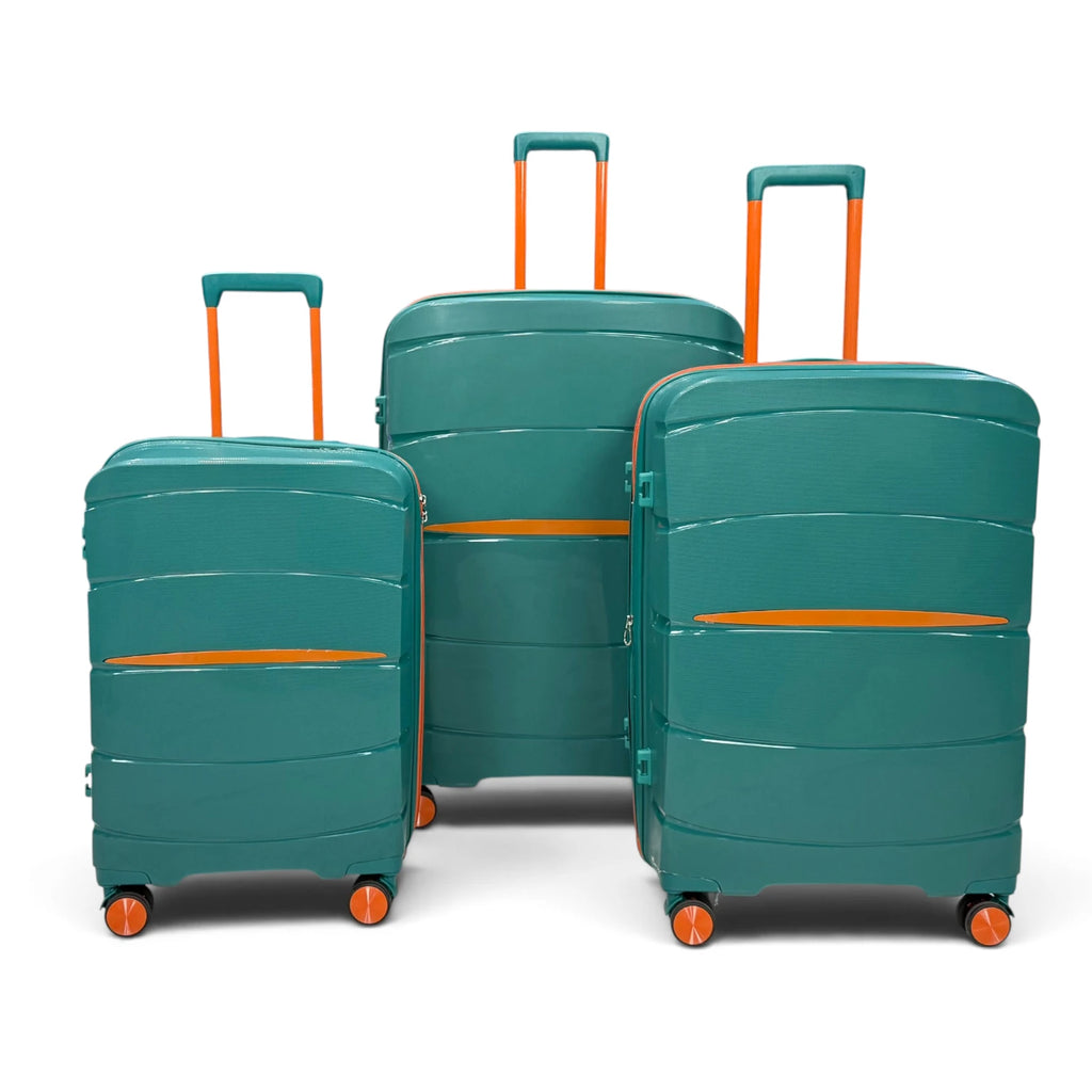 Airplane Elite Travel Bags – 3 Bags Set ( Green * Orange ) 24 , 28 , 32 inch