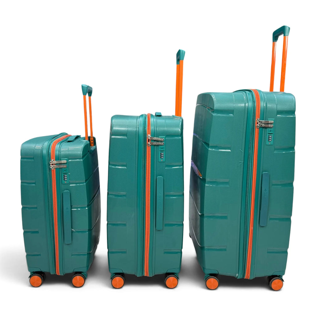 Airplane Elite Travel Bags – 3 Bags Set ( Green * Orange ) 24 , 28 , 32 inch