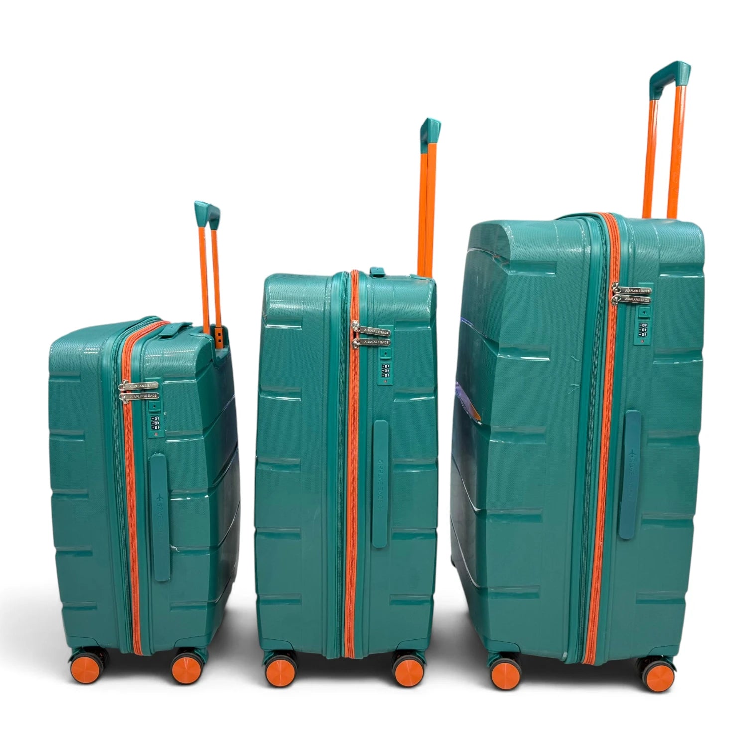 Airplane Elite Travel Bags – 3 Bags Set ( Green * Orange ) 24 , 28 , 32 inch