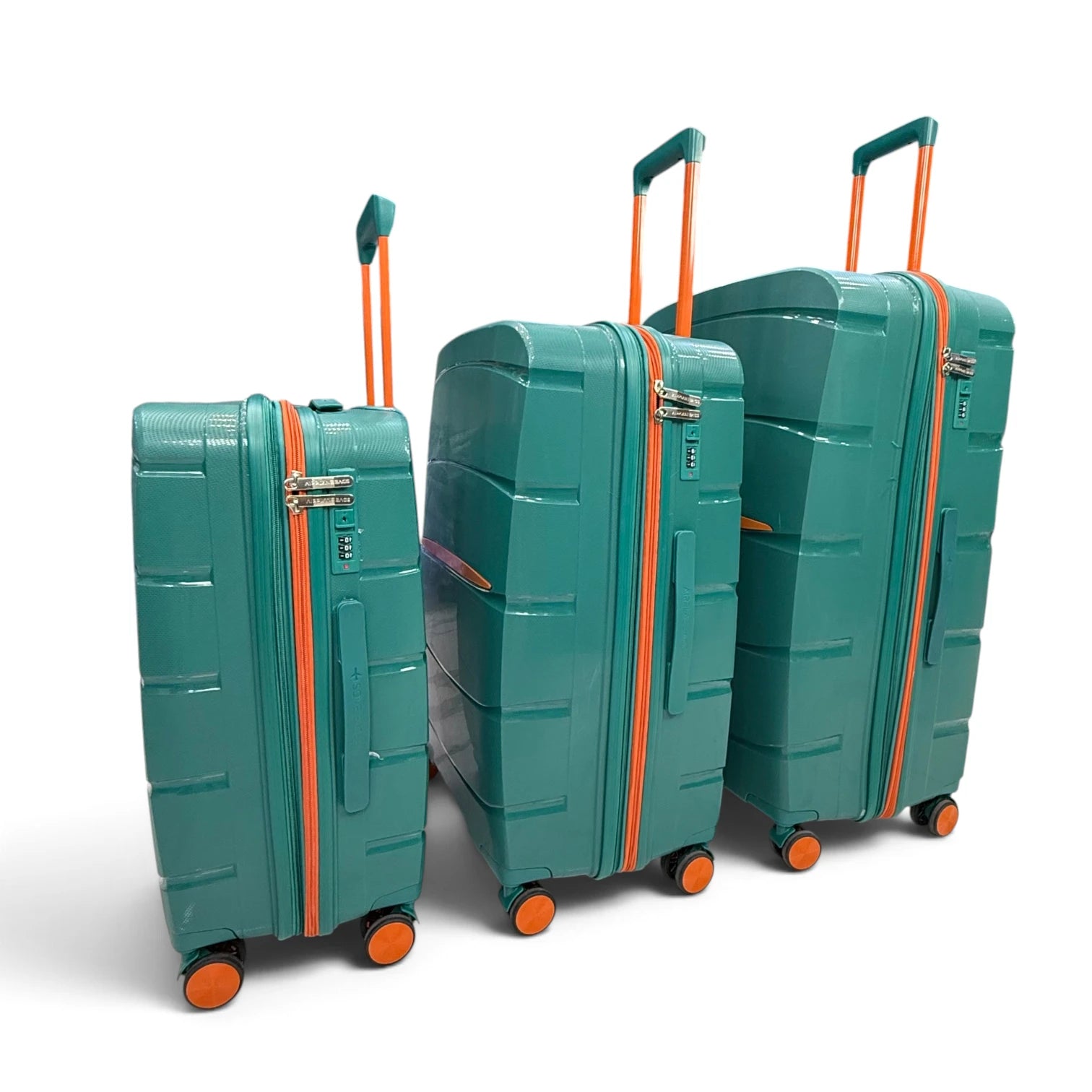 Airplane Elite Travel Bags – 3 Bags Set ( Green * Orange ) 24 , 28 , 32 inch