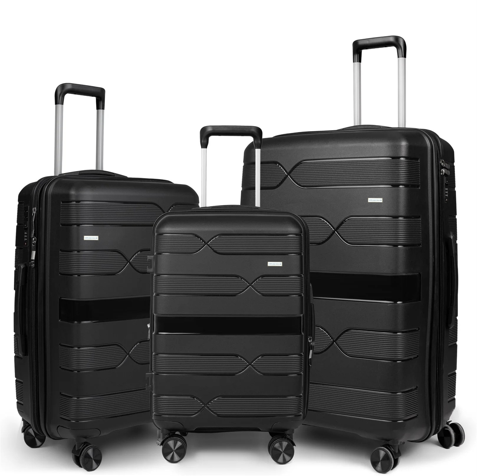 Airplane Elite Travel Bags – 3 Bags Set ( Black ) 20 , 24, 28 inch